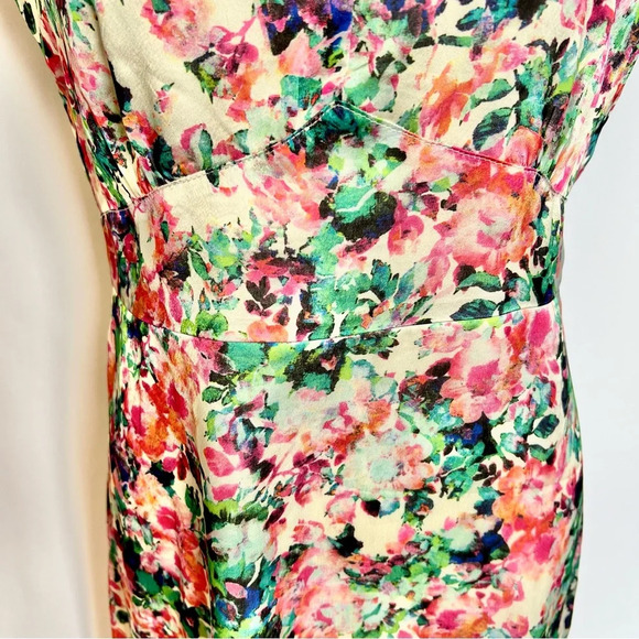 Mismash White Pink Floral Cap Sleeve Formal White Midi Dress Women’s Size Medium - Picture 4 of 16